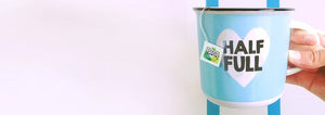 Good Earth "Half Full" branded tea mug