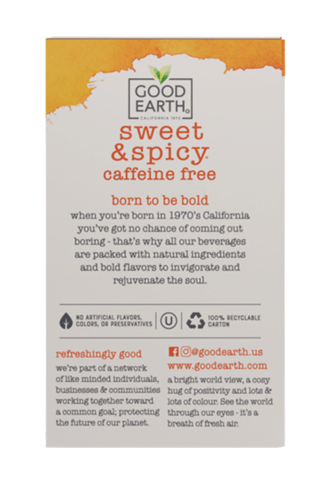 Good Earth Sweet & Spicy Caffeine Free Cinnamon Tea – Good Earth