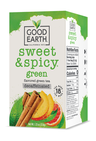 Decaffeinated Sweet & Spicy Green Tea packaging