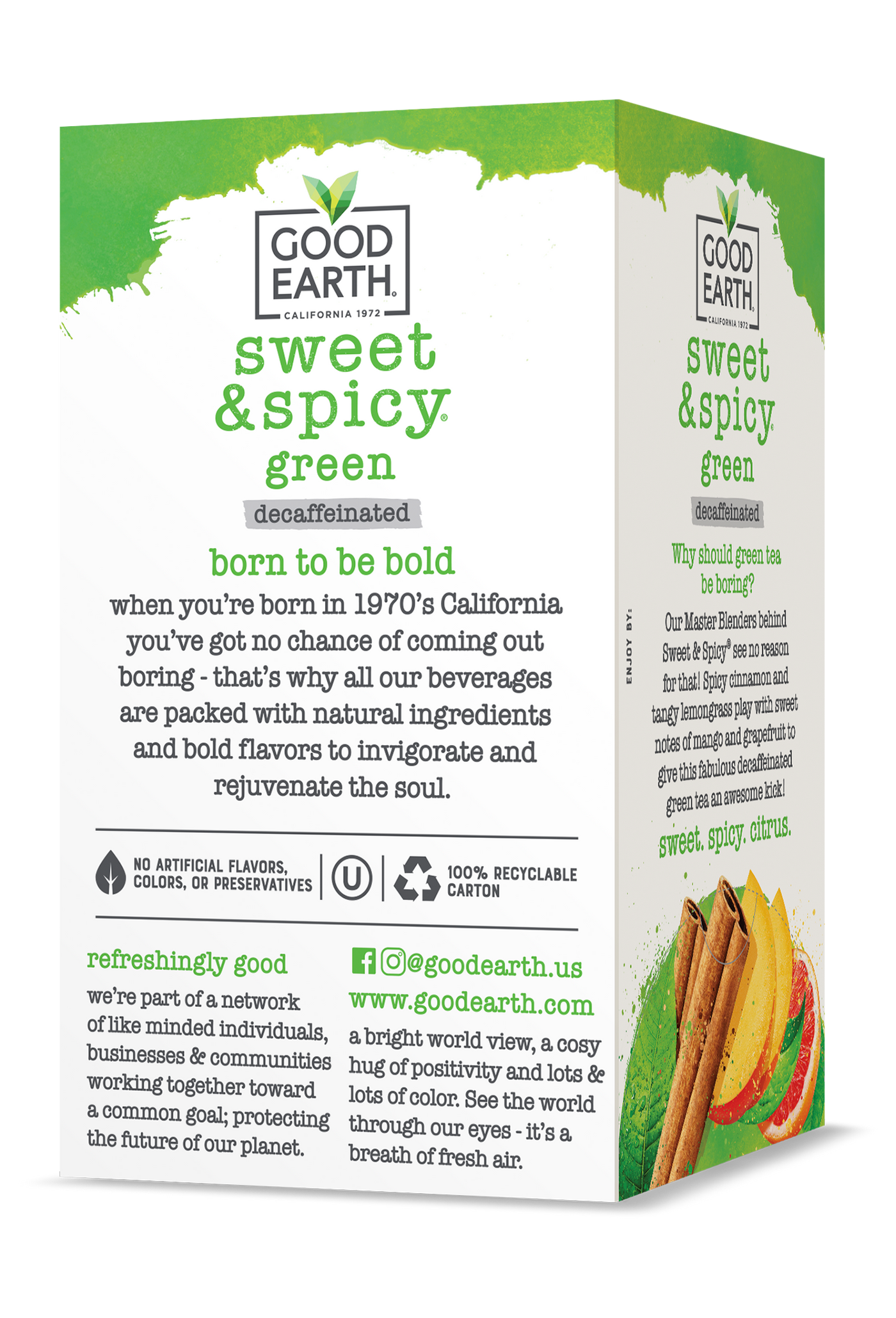 Good Earth Decaffeinated Sweet & Spicy Green Tea – Good Earth Tea