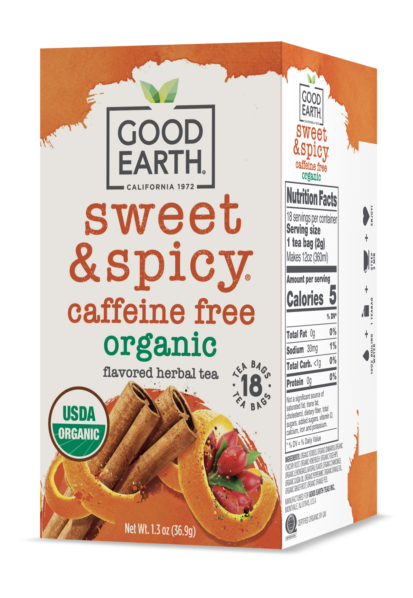 Good Earth Organic Sweet & Spicy Caffeine Free Cinnamon Tea Good