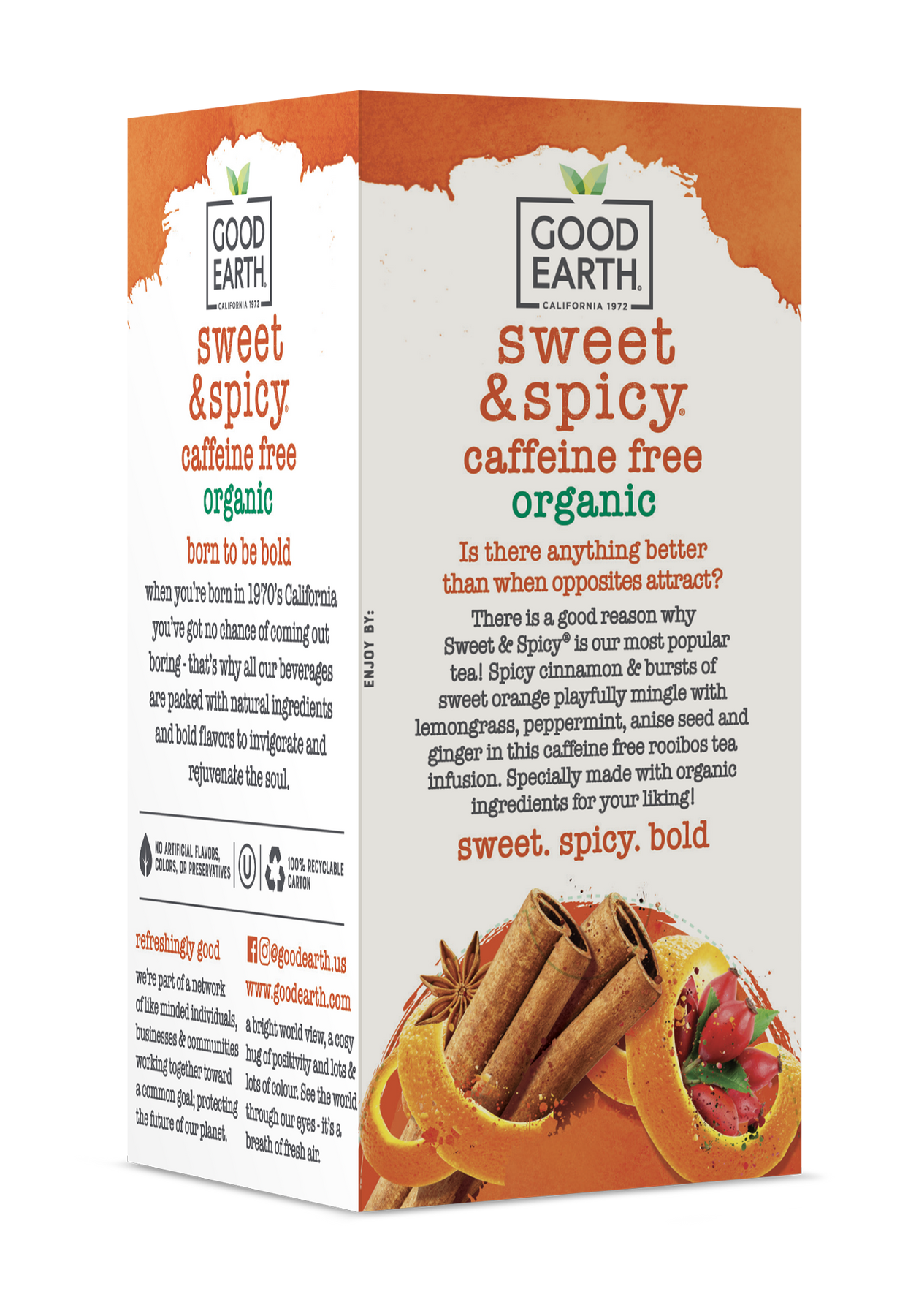Go Earth Tea Good Earth Organic Sweet & Spicy Caffeine Free Cinnamon Tea – Good ...