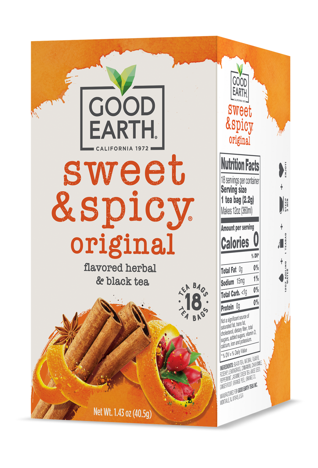 洋楽 Eat'n Good The Label Good Earth Sweet & Spicy Tea - Our Original Cinnamon Tea – Good