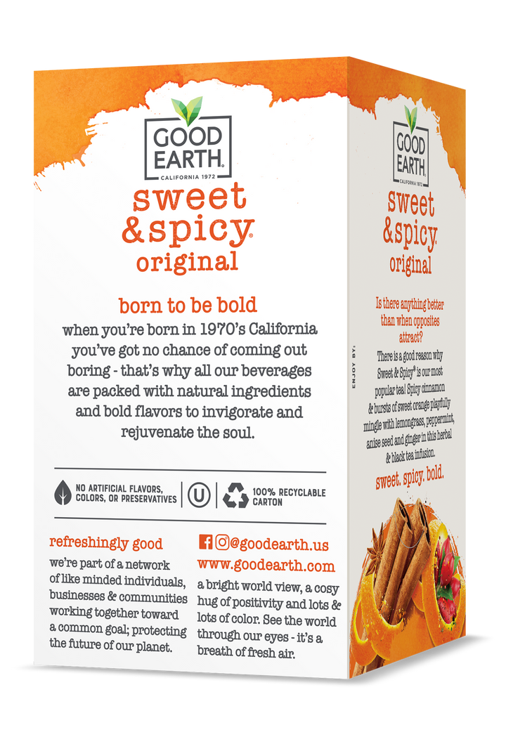 洋楽 Eat'n Good The Label Good Earth Organic Sweet & Spicy Caffeine Free Cinnamon Tea – Good